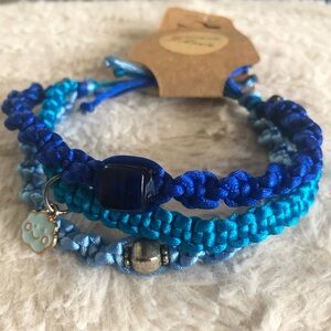 Macrame blue triple bracelets